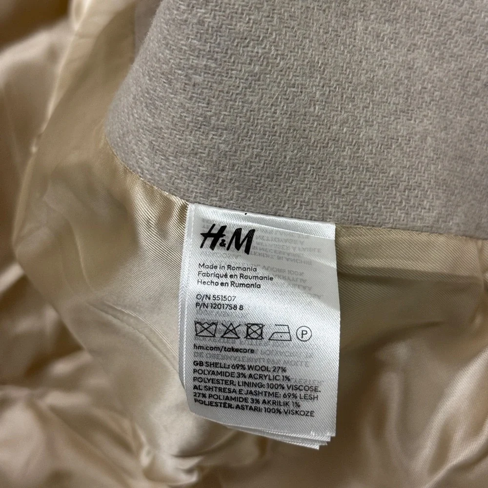 NWOT *RARE* H&M Premium Selection Wool Blend Jacket Light Beige Size L - Picture 7 of 7